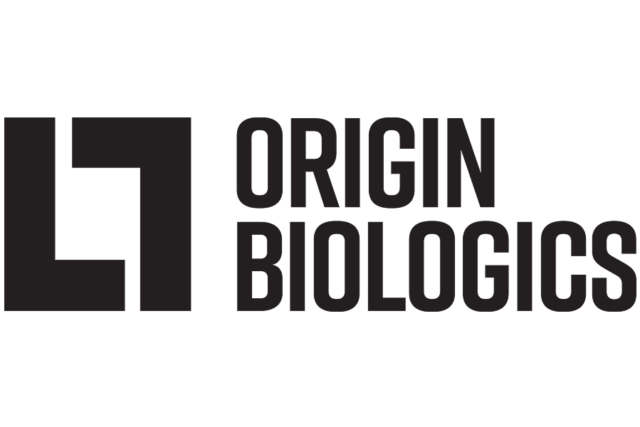 Logo of Origin Biologics featuring a stylized geometric design next to the company name in bold black letters.