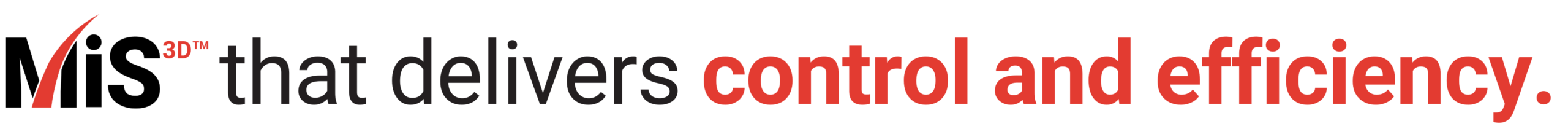 Stylized text: "that delivers control and efficiency" with emphasis on "control and efficiency" in red.