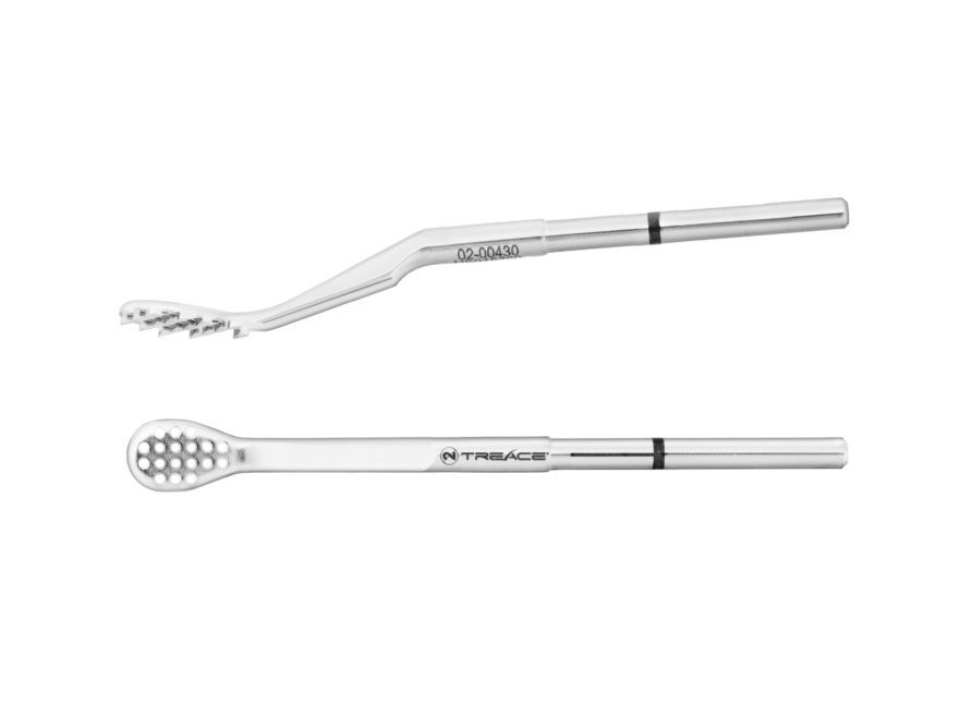 Two specialized medical tools on a white background, featuring metallic design and precise details.